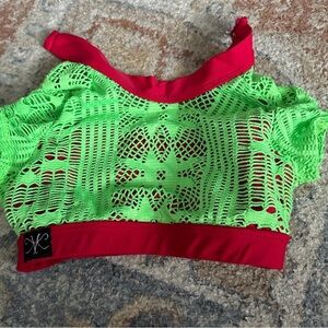 Kids Dance Costume in Neon Green and Red